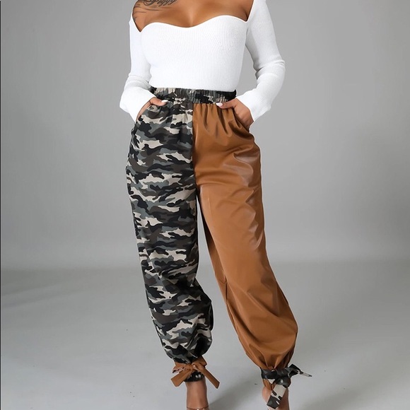 HP CAMO Pocket Tie Vegan Leather Pant - Picture 3 of 6